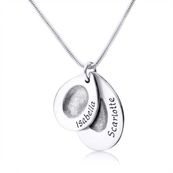 Double Descending Fingerprint Pendant on Ball Chain